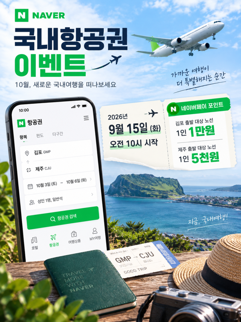 네이버 국내항공권 이벤트 총정리｜9월 15일 시작·대상 노선·포인트 적립