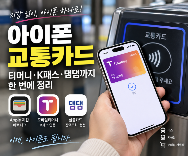 아이폰 교통카드 사용법, 티티머니 등록·충전·K패스까지