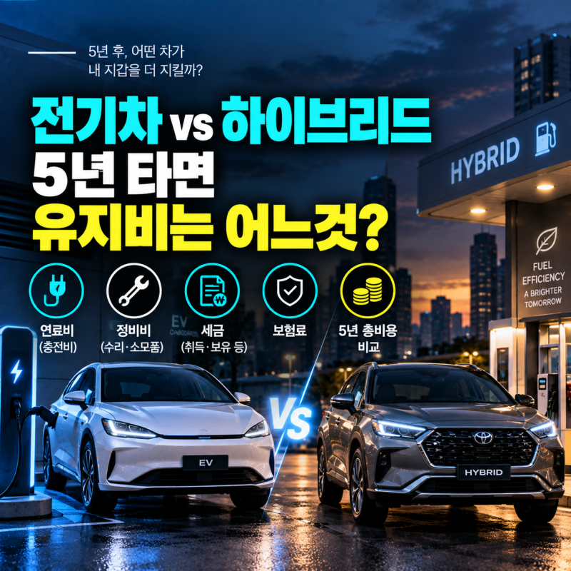 전기차 vs 하이브리드 5년 타면 유지비는 어느것?