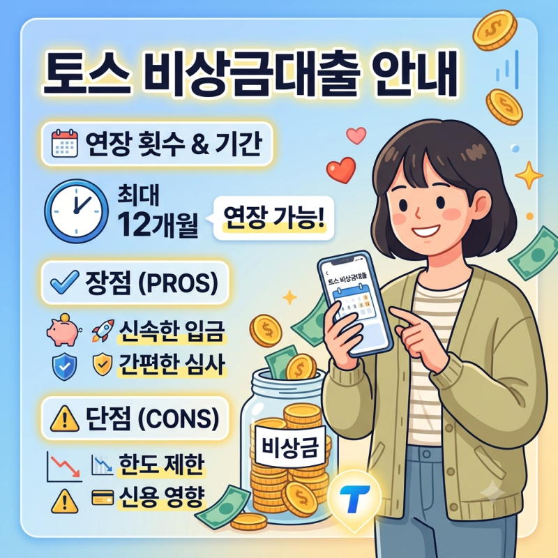 토스 비상금 대출 연장횟수와 기간, 장단점 총정리