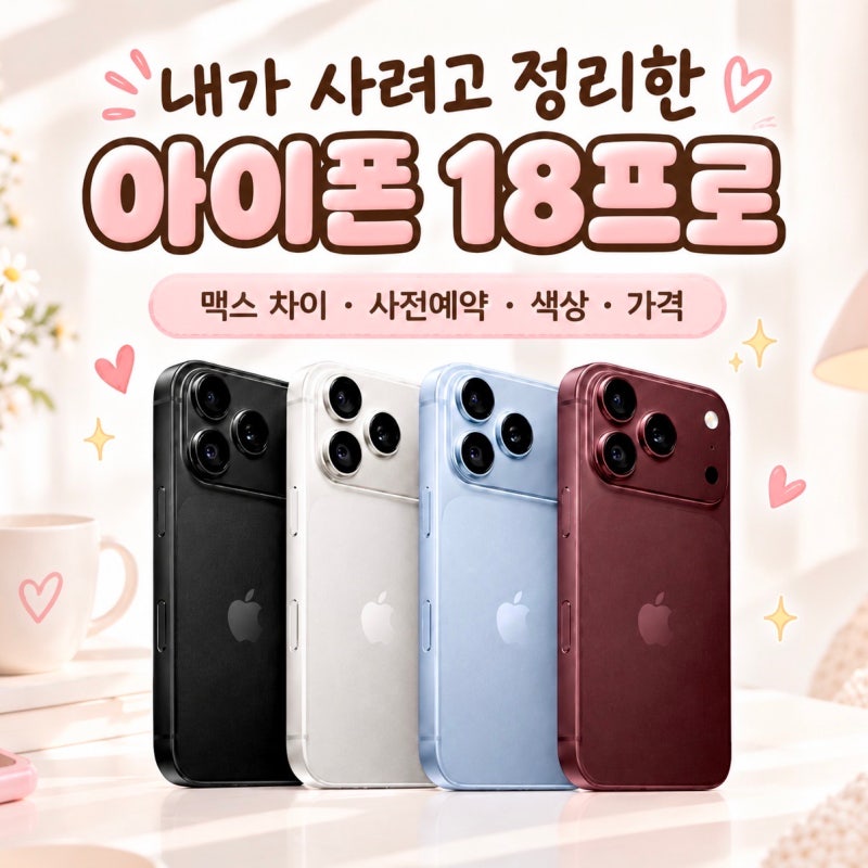 내가 사려고 정리한 아이폰 18프로 맥스 차이 사전예약 색상 가격