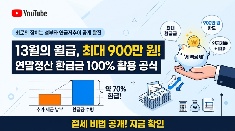 2026 연말정산 환급금 148만원 늘리는 법! IRP 연금저축 900만원 한도 활용 꿀팁