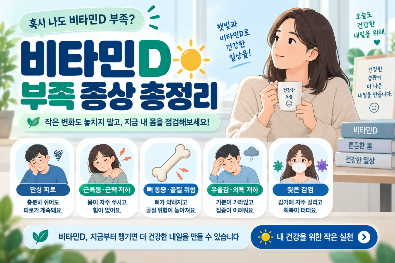 비타민D 부족 증상 총정리｜피로·근육통·뼈 통증부터 검사 방법까지