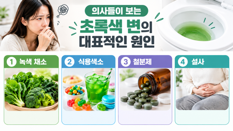 초록색 변 설사 대변 색으로 알아보는 장 건강