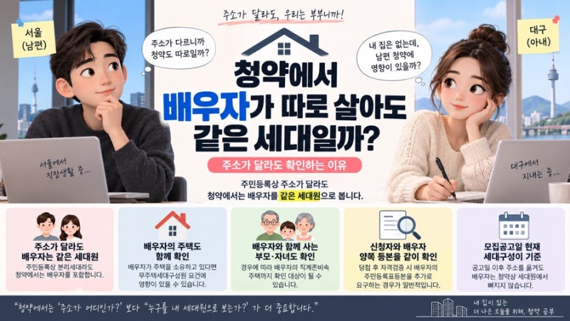 청약에서 배우자가 따로 살아도 같은 세대일까?｜주소가 달라도 확인하는 이유