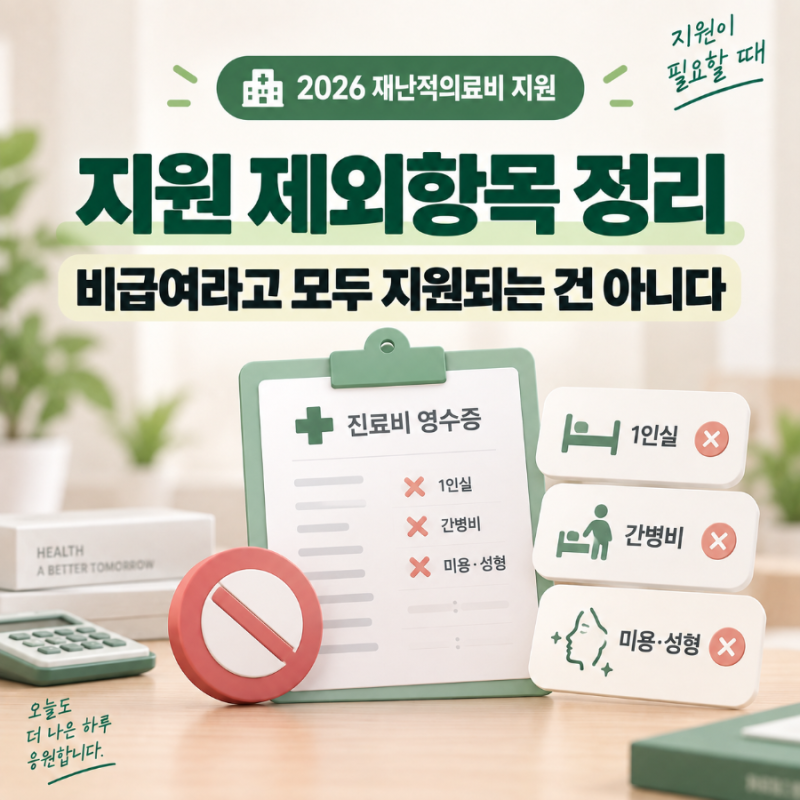 2026 재난적의료비 지원 제외항목｜비급여라고 모두 지원되는 건 아니다