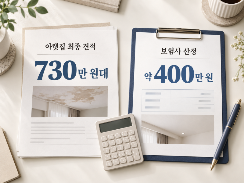 수원 아파트 외벽 누수, 방수 실리콘(코킹), 아랫집 복구비 견적 2.손해사정사 방문 후기