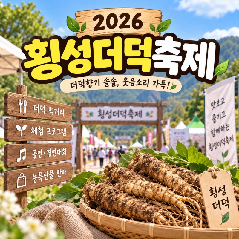 2026 횡성더덕축제 일정·장소 총정리, 더덕 먹거리·체험·주차 정보