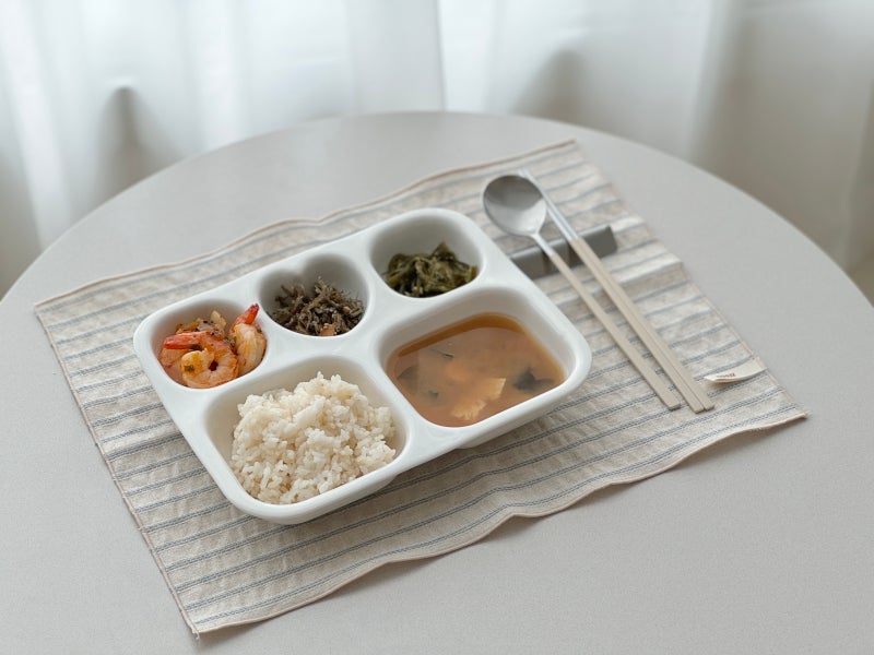국산 유아 도자기 식판, 뚝당 5구 사이즈부터 무게까지 실사용 후기