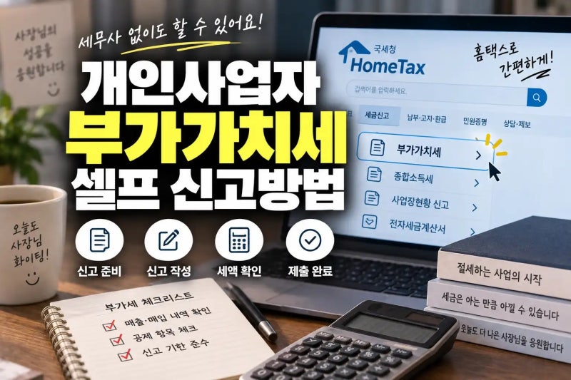 개인사업자 부가가치세 셀프 신고 방법, 홈택스 절차 및 필수 서류 정리