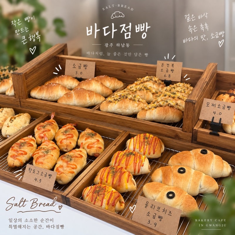 [광주 하남 빵집] 맛있어서 3번이나 방문한 겉바속쫀 소금빵 찐맛집 바다점빵