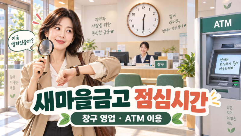 새마을금고 점심시간에도 영업할까? 영업시간·ATM 이용시간·지점 전화번호 총정리