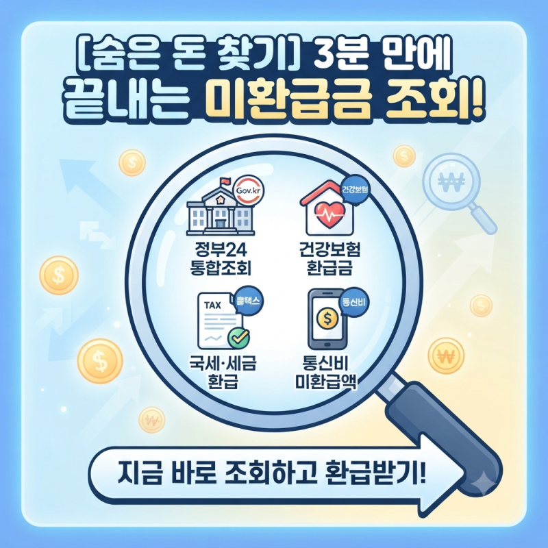 혹시 나도? 국세 건강보험료 통신비 숨은 미환급금 조회 및 신청 방법 (소멸시효 주의)