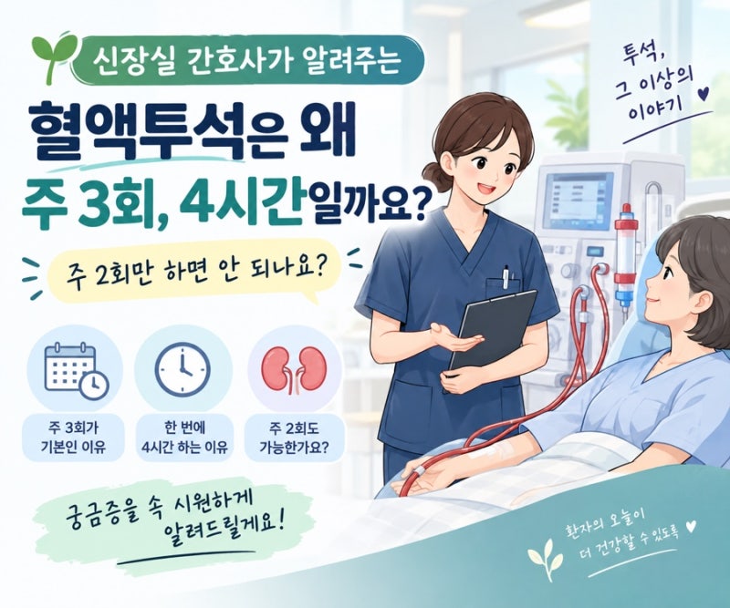 신장실 간호사가 알려주는 혈액투석은 왜 주 3회, 4시간씩 할까요?