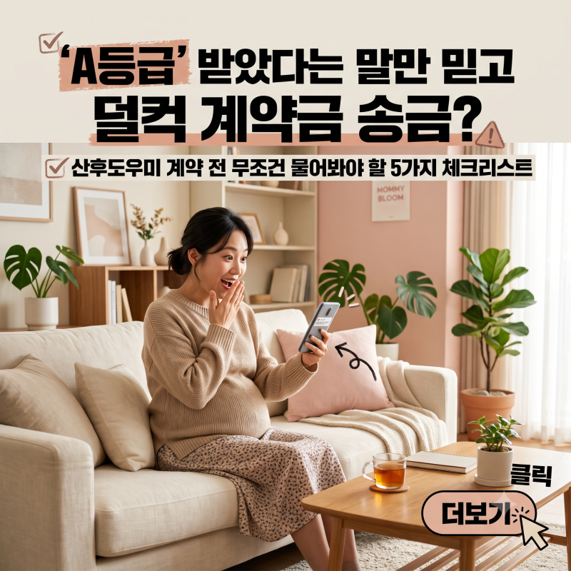 'A등급' 받았다는 말만 믿고 덜컥 계약금 송금? 산후도우미 계약 전 무조건 물어봐야 할 5가지....