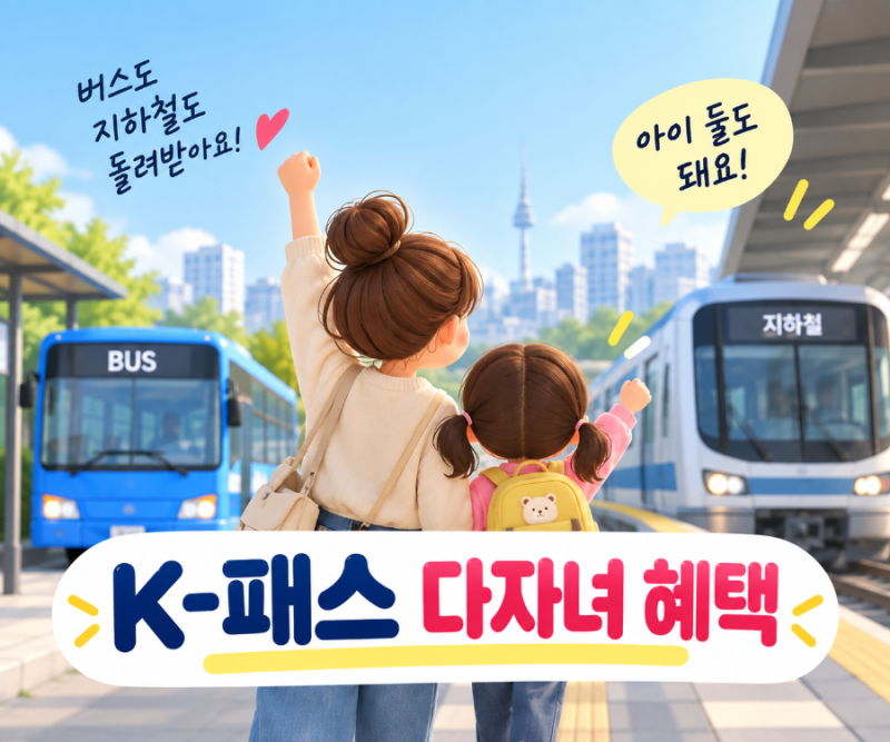 [육아꿀팁ㅣ다자녀] K-패스 모두의카드 총정리(반값 할인 이벤트, 다자녀혜택, 세대주가 부모....