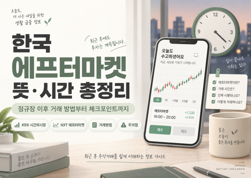 한국 애프터마켓 뜻·거래시간 총정리, 넥스트레이드 시행일과 주식 거래방법·KRX 시간외 차....