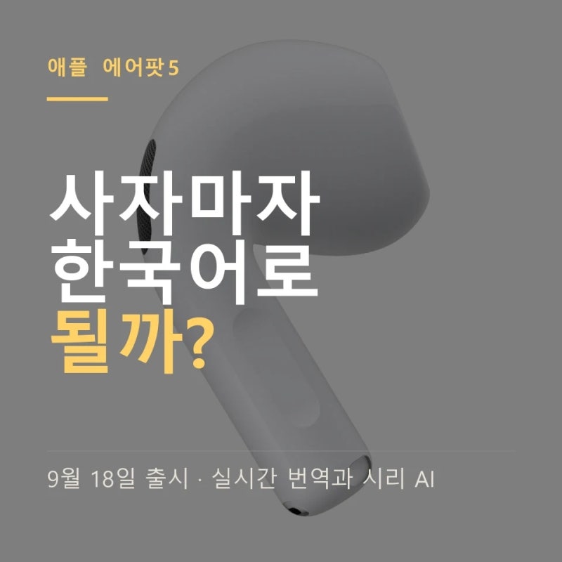 애플 에어팟5 ANC 강화와 AI 번역 199000원 "사자마자 한국어로 될까" 9월 18일 출시