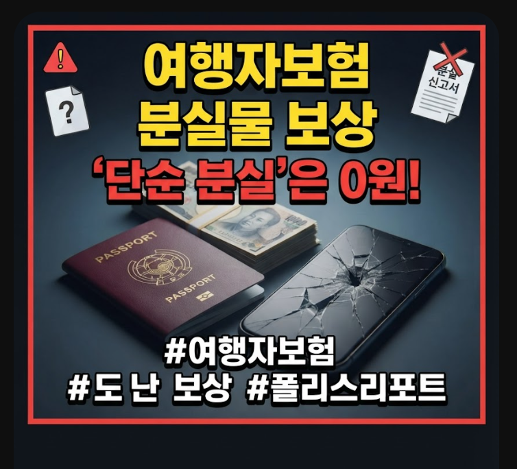 여행자보험 분실물 보상 단순 분실 안 되는 이유와 청구 절차