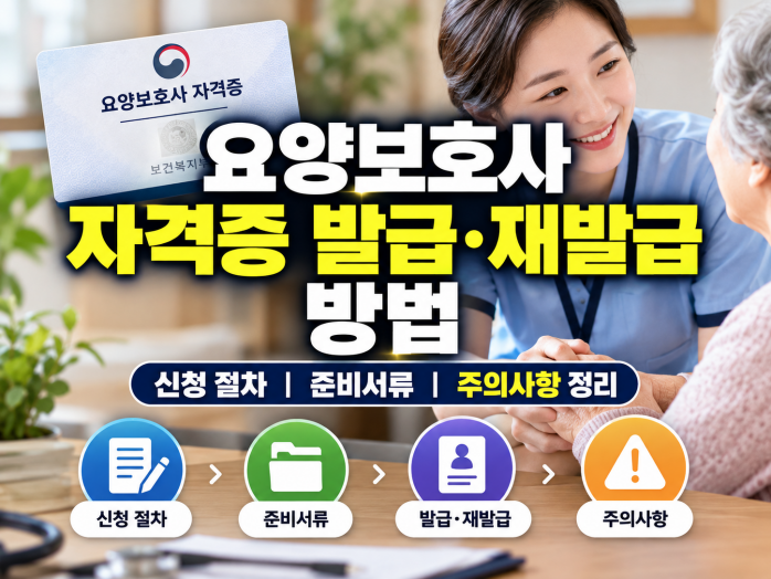 요양보호사 자격증 발급·재발급 방법｜신청 절차와 준비서류, 주의사항 정리