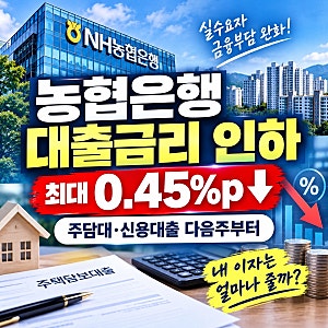NH농협은행 다음주부터 주담대 금리 인하…최대 0.45%p 얼마나 싸지나