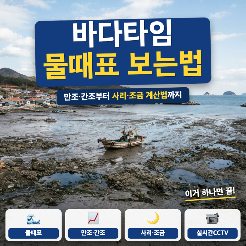 바다타임 물때표 보는법 바로가기 안내 (+ 만조 간조 읽는 법, 사리 조금 뜻)