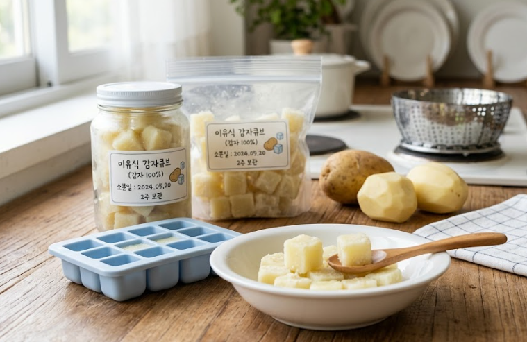 초기 이유식 감자큐브 만들기, 믹서기 쓰지 마세요 (푸석함 잡는 법)