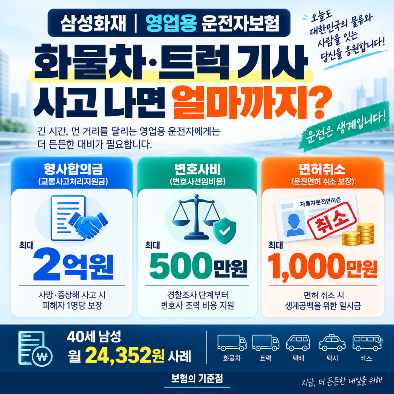 삼성화재 영업용 운전자보험, 월2만원대 플랜 확인하세요