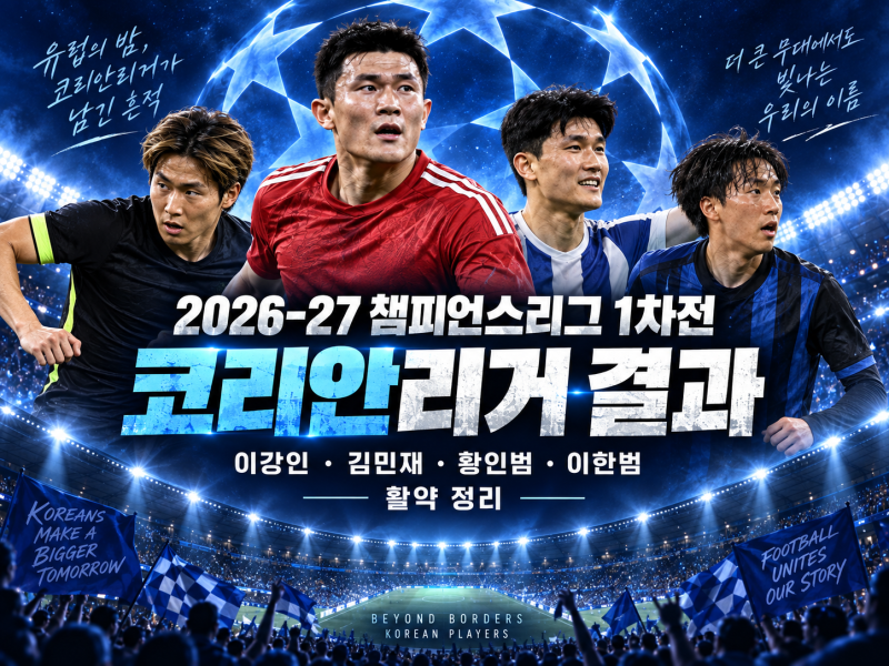 2026-27 챔피언스리그 1차전 코리안리거 결과｜이강인·김민재·황인범·이한범 활약 정리