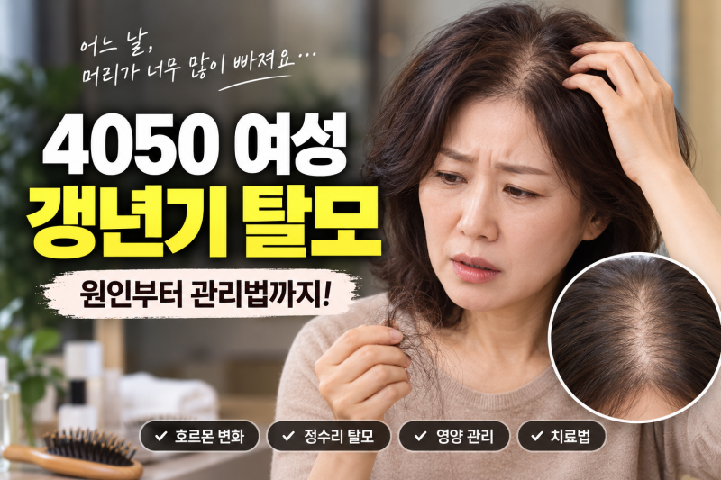 4050대 여성 갱년기 갑작스러운 머리 빠짐 현상 원인과 핵심 관리법