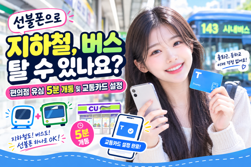 "선불폰으로 지하철, 버스 탈 수 있나요?" 편의점 유심 5분 개통 및 교통카드 설정