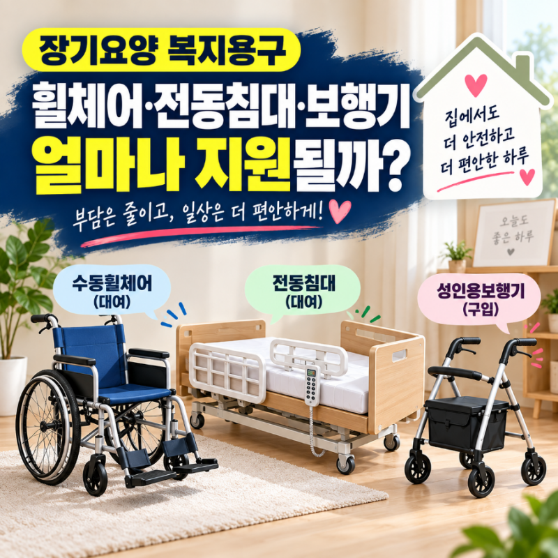 휠체어·전동침대·보행기 지원 — 장기요양 복지용구, 어떤 제품을 얼마나 지원받을까?