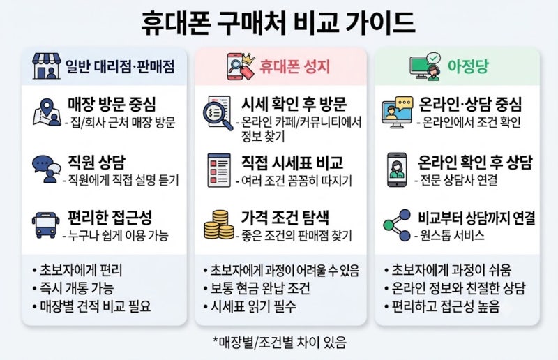 아정당이 뭐길래? 휴대폰 성지·대리점과 차이 쉽게 정리