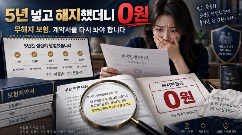 5년 넣고 해지했더니 0원, 무해지 보험의 계약서를 다시 봐야 합니다