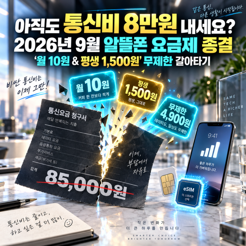 "통신비 6만 원 다 내면 손해입니다" 9월 알뜰폰 요금제 추천 10원 특가부터 평생 무제한 총정....