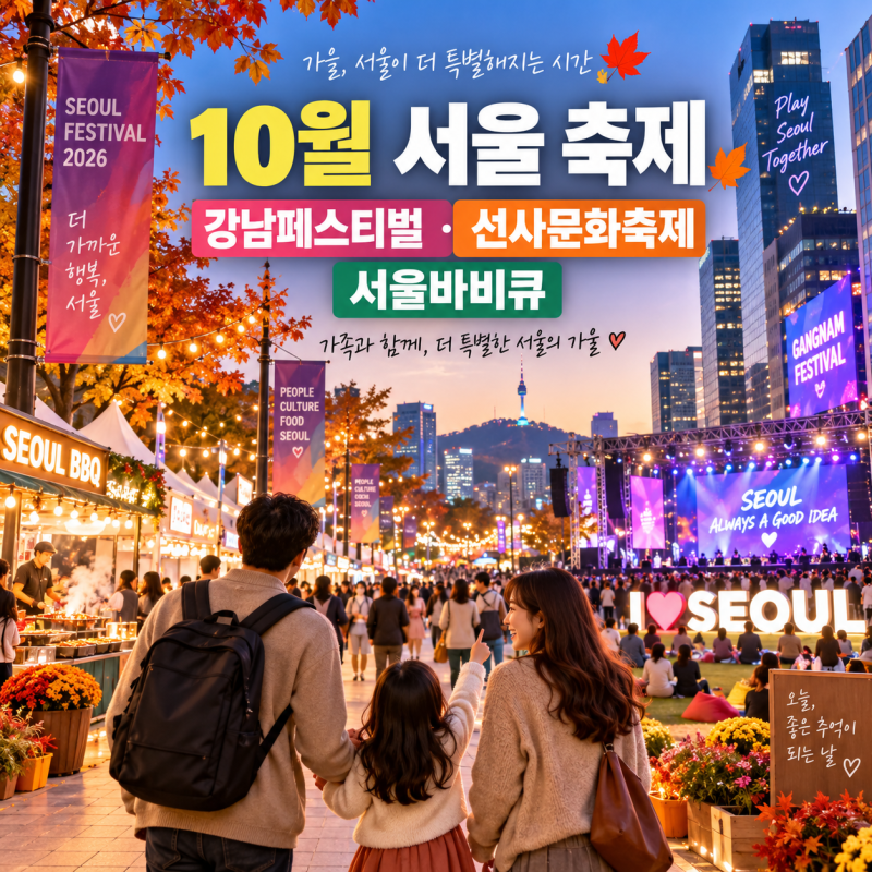 2026년 10월 서울 축제 총정리｜강남페스티벌·선사문화축제·서울바비큐, 아이랑 어디 갈까