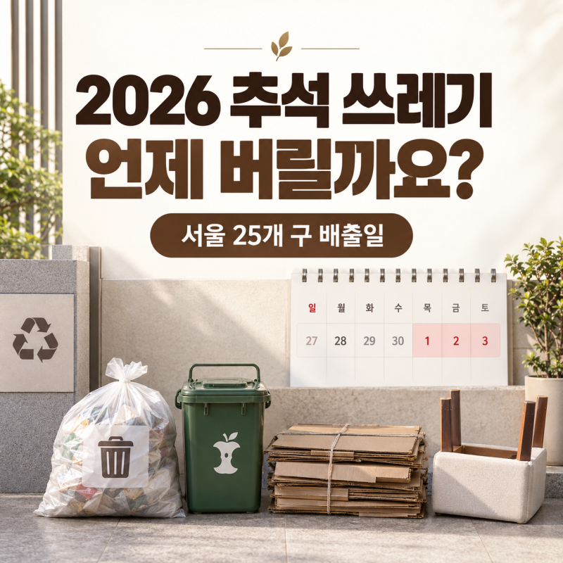 2026 추석 쓰레기 언제 버릴까요? 각 구마다 연휴 배출일과 대형폐기물 처리 방법
