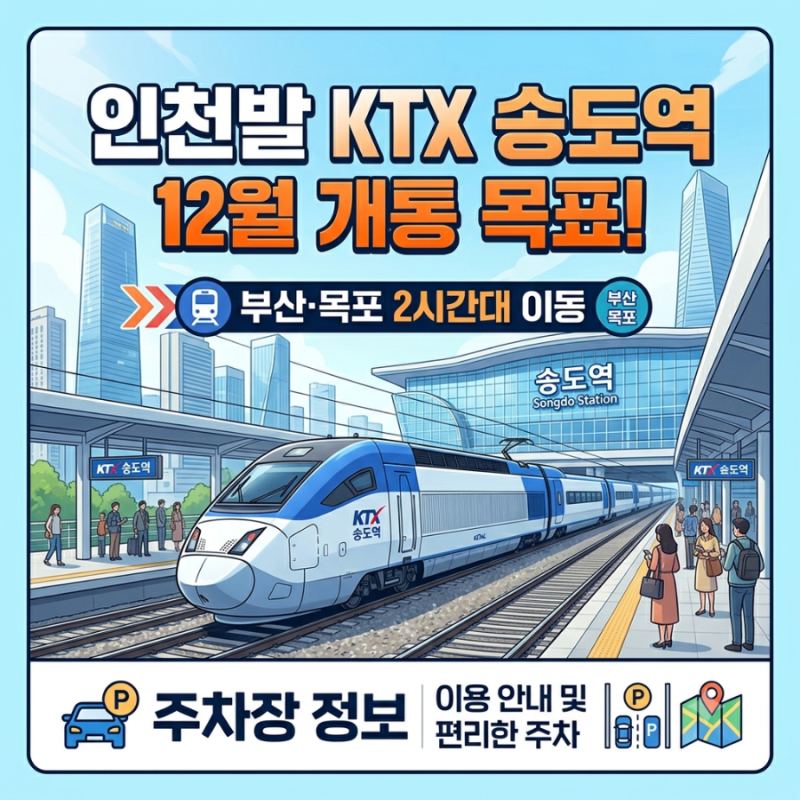 Incheon-Originating KTX Songdo Station Aims for December Opening! Travel to Busan/Mokpo in 2 Hours and Parking Information