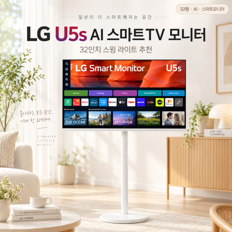 LG U5s AI 스마트TV 모니터 32인치 스윙 라이트 추천 ✨
