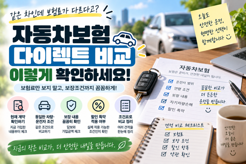 자동차보험 다이렉트 비교, 견적 받을 때 확인할 항목 정리
