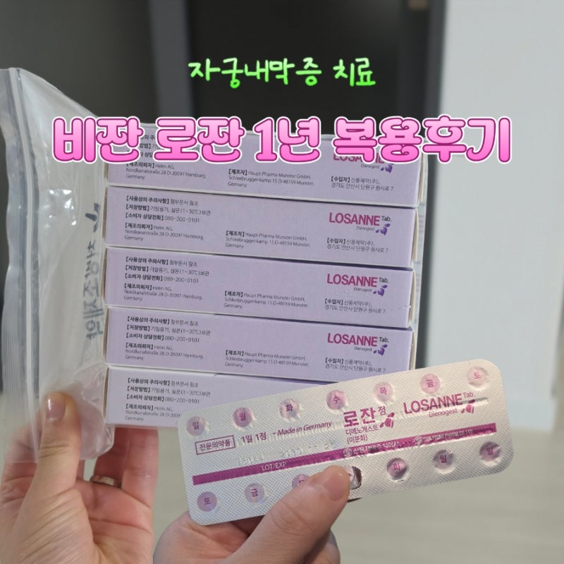 비잔 부작용 로잔 복용 후기, 자궁내막증 치료 1년 골다공증 검사