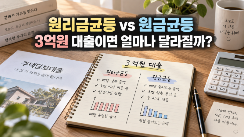 원리금균등 vs 원금균등, 3억원 대출이면 총이자 얼마나 달라질까? 직접 계산해봤습니다