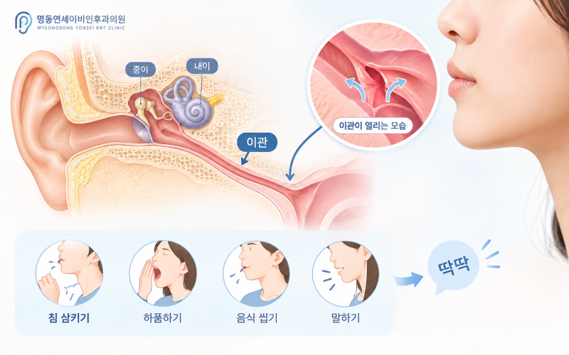 침 삼킬 때, 하품할 때 딱딱 소리 왜 나는 것일까?