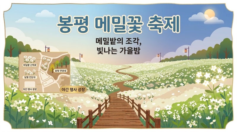 2026 봉평 메밀꽃 축제 완벽 가이드! 평창 효석문화제 일정부터 메밀 막국수·전병 먹거리, 주....