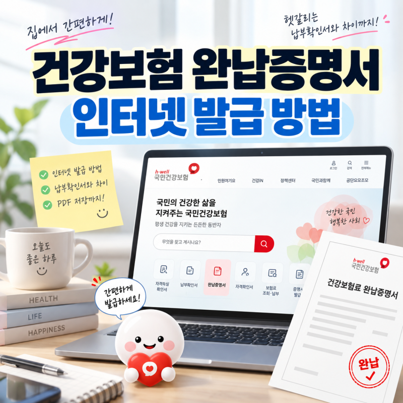 건강보험 완납증명서 인터넷 발급 방법, 납부확인서와 차이는?