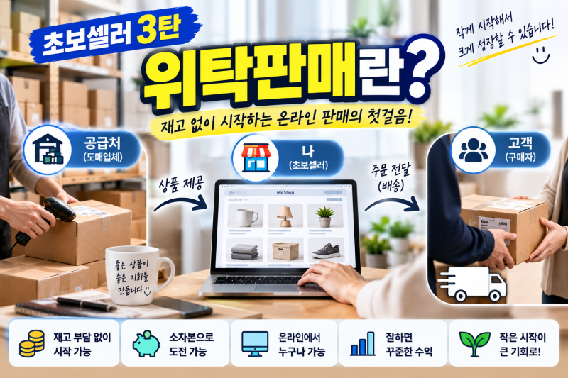 「초보셀러 3탄｜위탁판매란 무엇일까? 재고 없이 시작하는 온라인 판매부터 장단점까지」