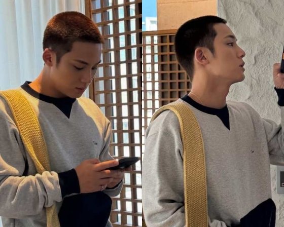 입대 하루 전, '빡빡머리'로 변신한 세븐틴 민규의 독보적인 비주얼