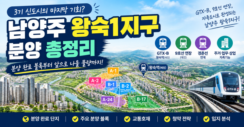 남양주 왕숙1지구 분양 총정리｜분양 완료 블록부터 앞으로 나올 물량까지