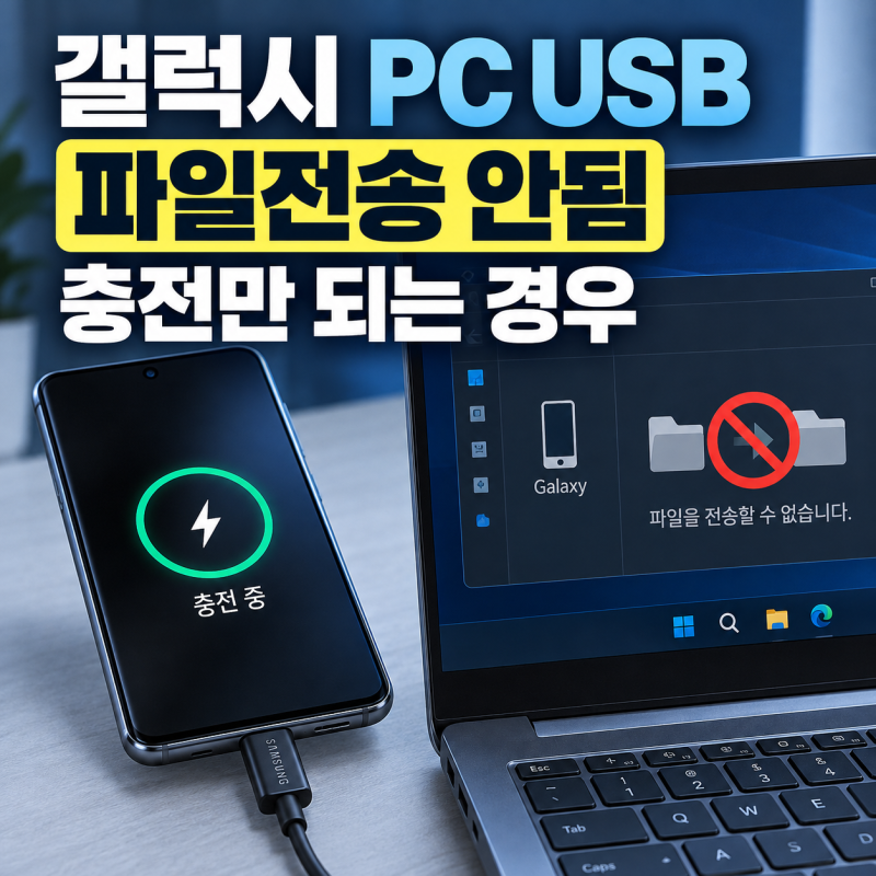 갤럭시 PC USB 연결했는데 파일전송 안될 때｜충전만 되고 사진 안보임