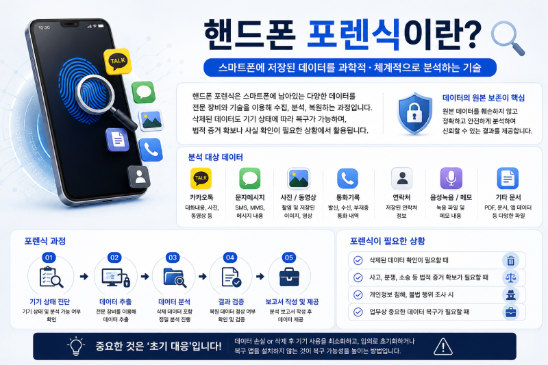 핸드폰 디지털포렌식｜삭제된 카톡·사진·문자 복구 가능할까?